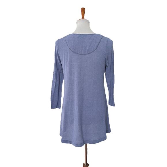 Poeme Citron Womens Elbow Sleeve Floral Pullover Top Blue M Medium - Picture 2 of 6